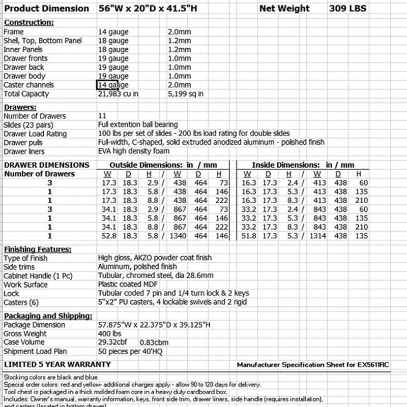 extreme tools ex5611rc roller cabinet tool box rollcabs com box top collection sheet 50