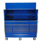 blue 72" x 30 tool cabinet and top hutch