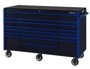 Black tool box with blue trim 72 inch